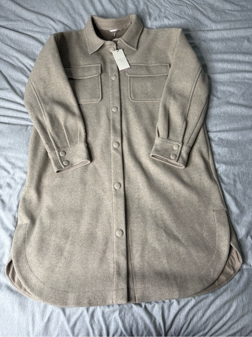 Calia by Carrie Underwood Woven Shacket in Light Taupe